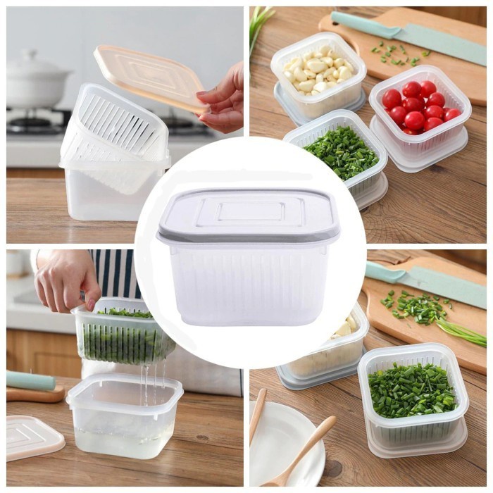 Jual Kotak Toples Penyimpanan Buah Tirisan Box Tiris Sayur Container ...