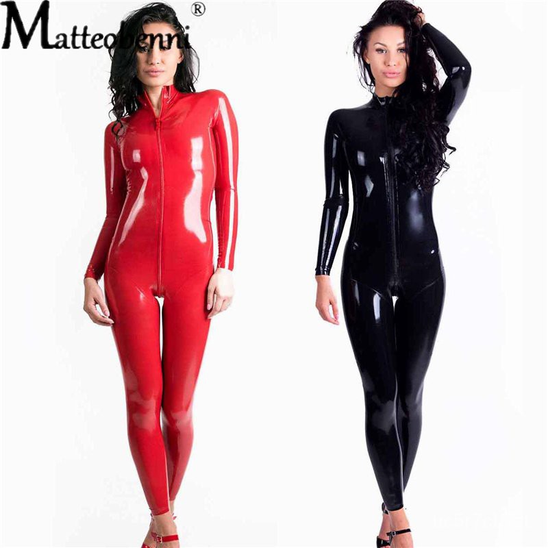 Jual Sexy Hot Women Faux Leather Catsuit Pvc Latex Lingerie Bodysuit