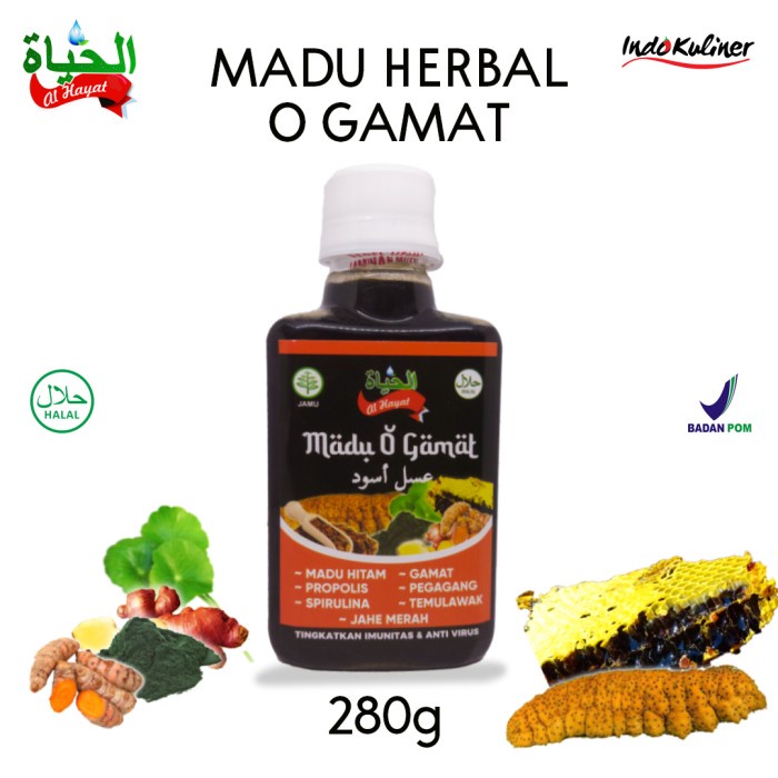 Jual Madu Hitam O Gamat Propolis Spirulina Al Hayat 280gr Shopee Indonesia