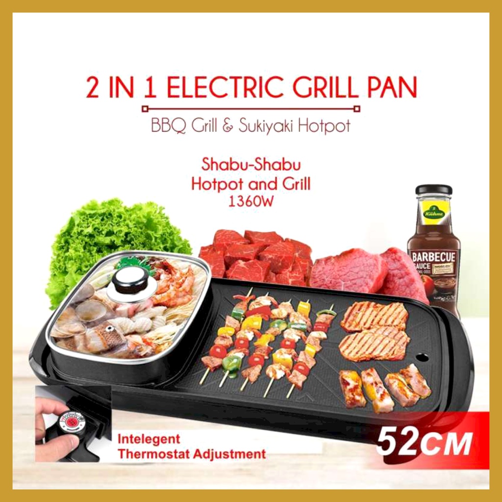 Jual 2in1 BBQ GRILL PAN ELECTRIC Pemanggang Listrik Multifuni