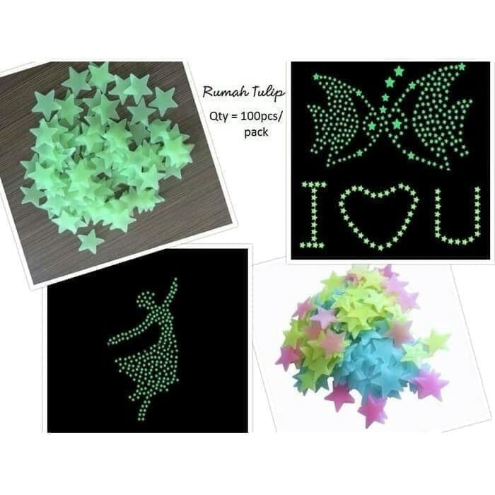 Jual mini fosfor sticker star fosfor glow in the dark stiker bintang ...
