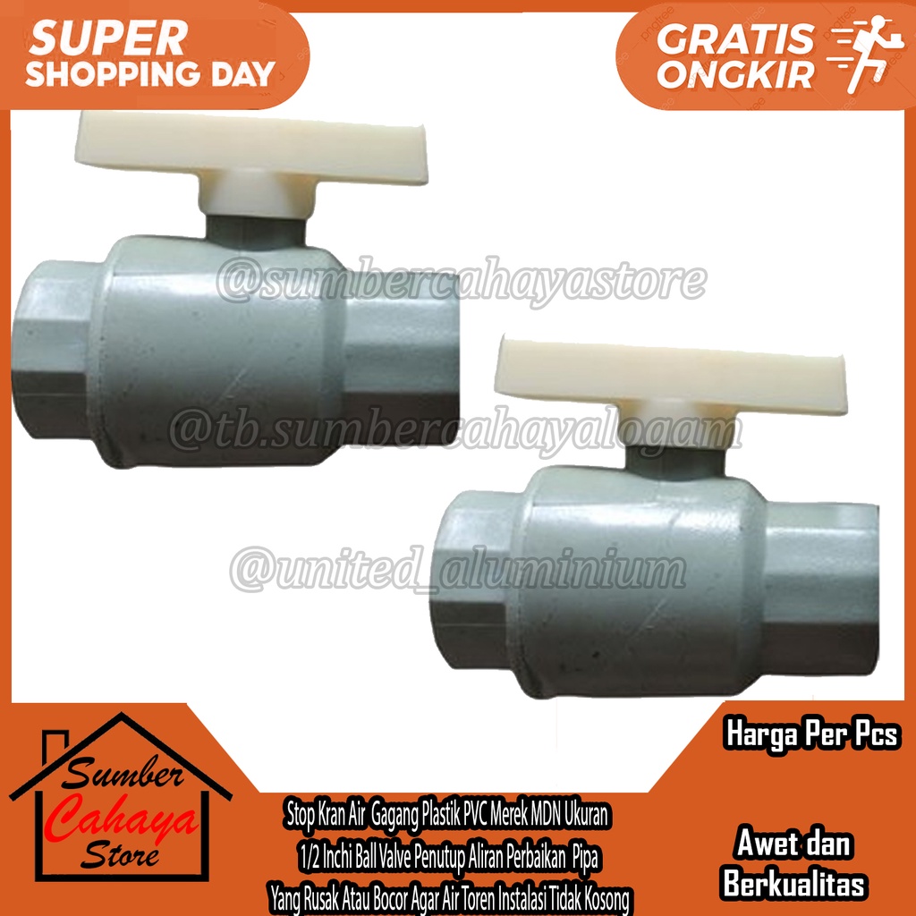 Jual Stop Kran Air Gagang Plastik Pvc Merek Mdn Ukuran Inchi Ball Valve Penutup Aliran