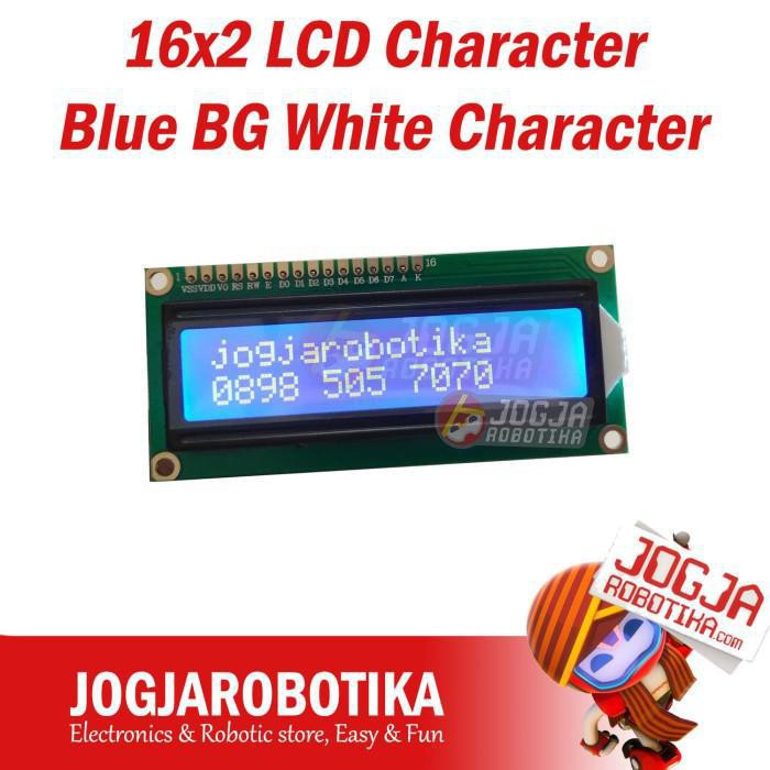 Jual 16x2 LCD Character Blue BG White Character LCD 1602 16X02 Biru ...