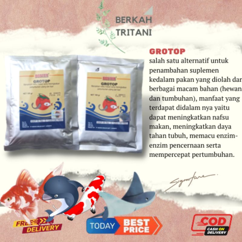 Jual Obat Ikan Boster Grotop Gram Menaikkan Nafsu Makan Ikan Peningkat Pertumbuhan Ikan Dan