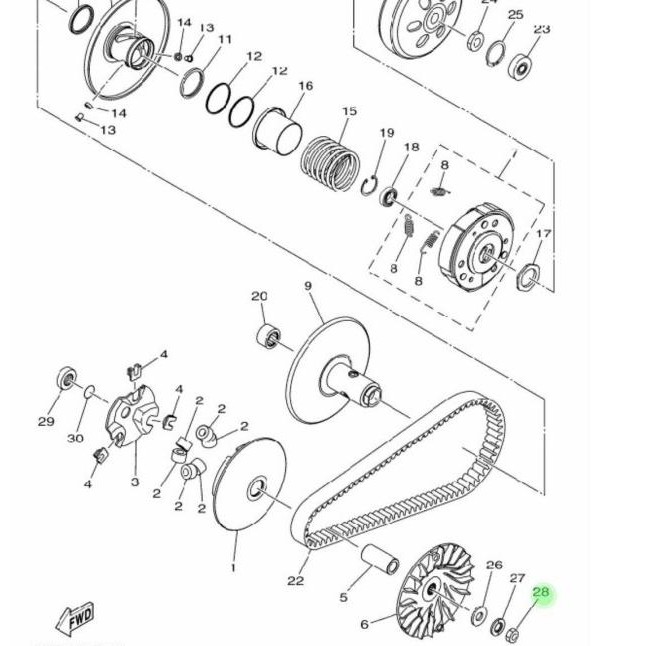 Jual Mur Kipas Lawan Rumah Roller Nmax Aerox Lexi Asli Yamaha