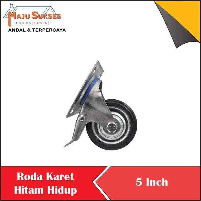 Jual Roda karet hitam hidup 5 inch roda estalase roda trolley roda g ...