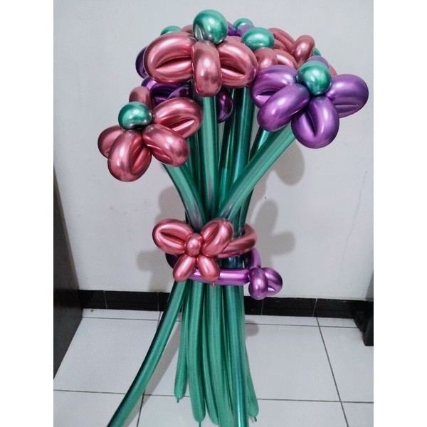 Jual {ready 1 jam jadi} buket bunga balon tangkai panjang + free kartu ...