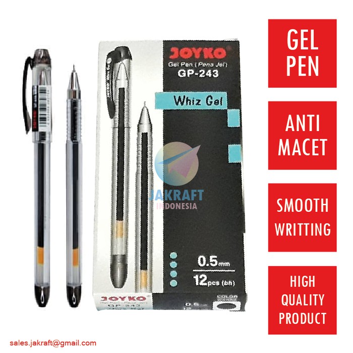 Jual DISKON BESAR Pulpen Ballpoint Gel Pen JOYKO GP-243 Whiz Gel Hitam