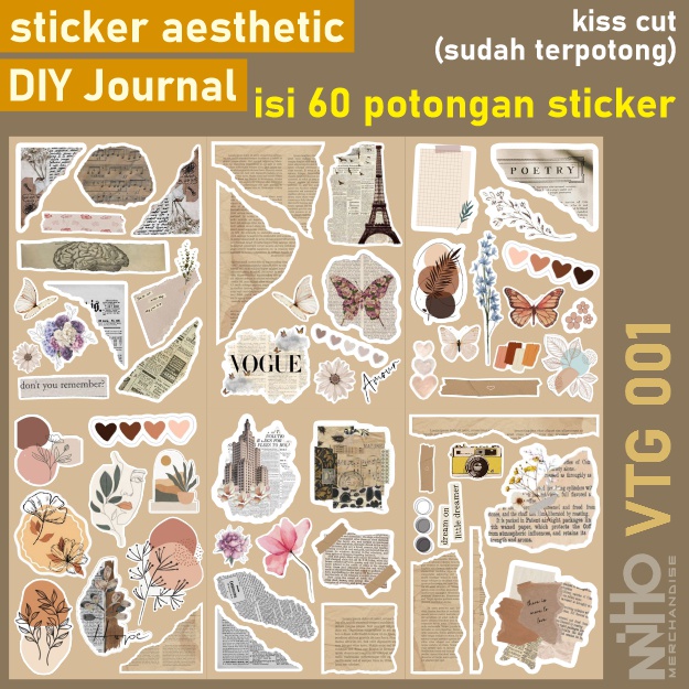 Jual Sticker Aesthetic Journal Diy Isi Lembar Potongan Vtg