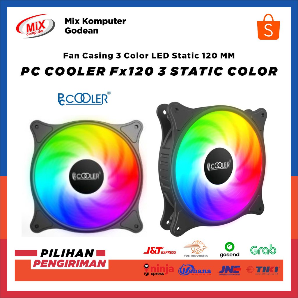 Jual Fan Casing PCCOOLER FX120 3 Static Color LED RGB 12cm for PC