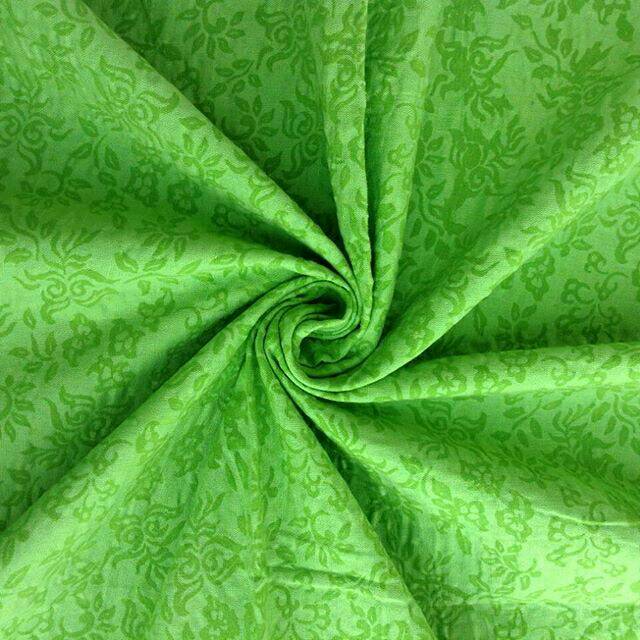 Jual Kain Emboss Motif Sulur Daun Base Warna Hijau Katun Prima ...