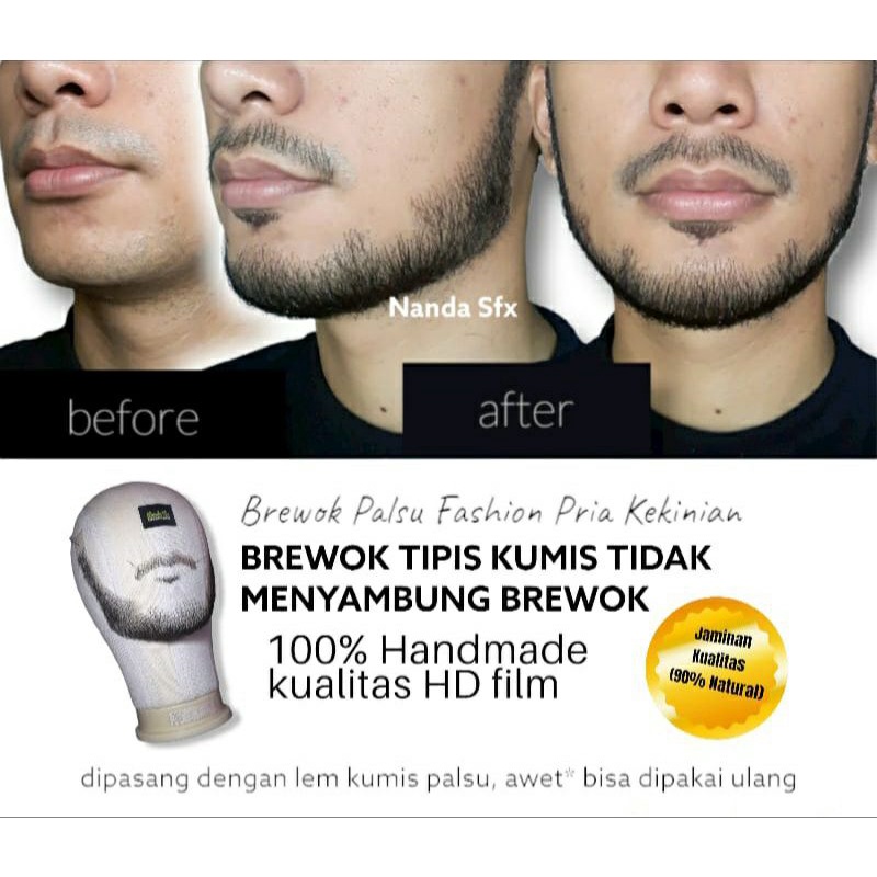 Jual Brewok Tipis Kumis Tidak Nyambung Brewok Kasa Lokal 90 Samar