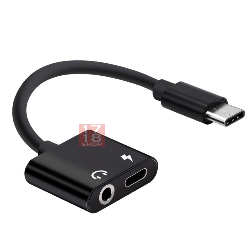 Jual adapter 2 in 1 type c to audio jack 3 5mm charger headset non