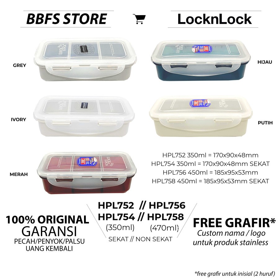 Jual Lock n Lock Food Container Lunch Box HPL752 HPL754 HPL756 HPL758