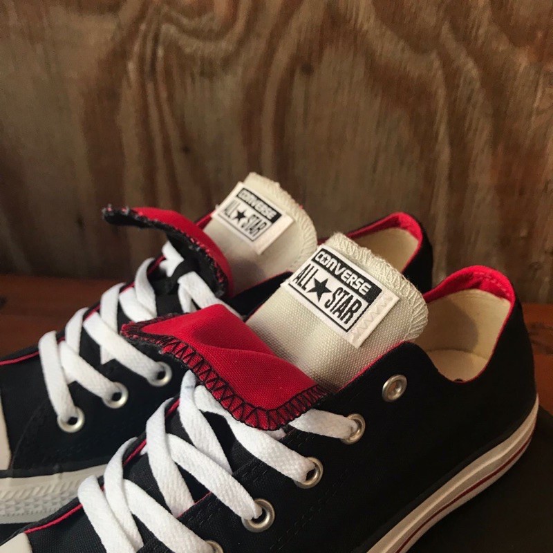 Jual Converse CT All Star Ox Double Tongue Black Red Shopee Indonesia