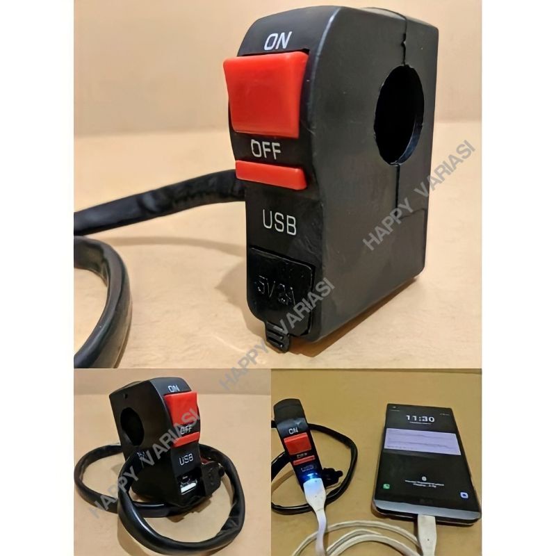 Jual SAKLAR ON OFF STANG LAMPU PLUS CHARGER USB SAKLAR STANG LED MOTOR ...