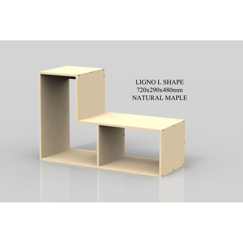 Jual RAK SERBAGUNA KAYU LIGNO L SHAPE RAK BUKU | Shopee Indonesia