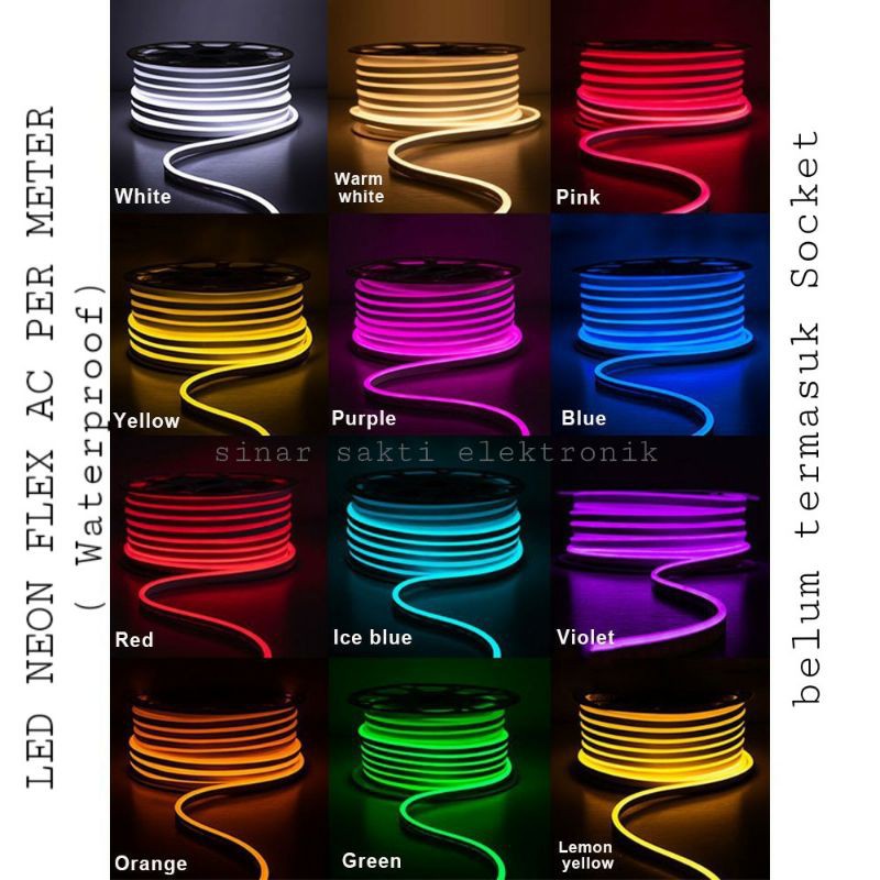 Jual Lampu Neon Flex Led Selang Flexible Strip Fleksible Sign Per Meter