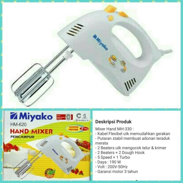 Jual MIYAKO HAND MIXER HM 620 MIXER TANGAN MIYAKO HM620 Shopee