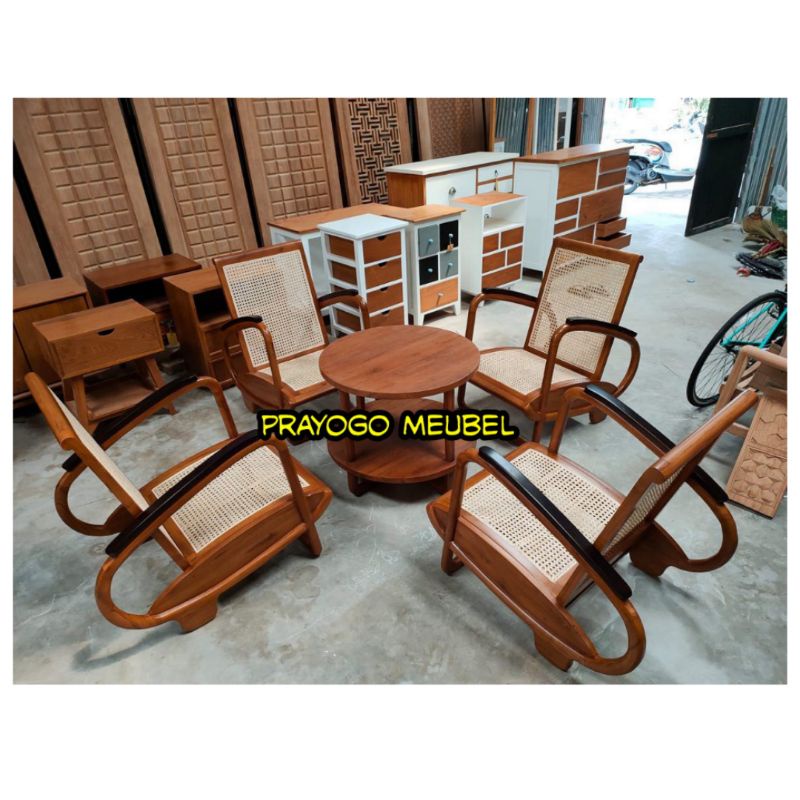 Jual Kursi Becak Antik Vintage Jati Kombinasi Rotan Kursi Prau