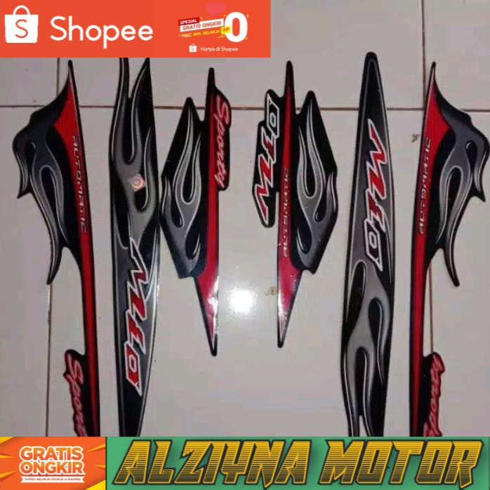 Jual Sticker stripping body Yamaha Mio sporty lama hitam motif api ...