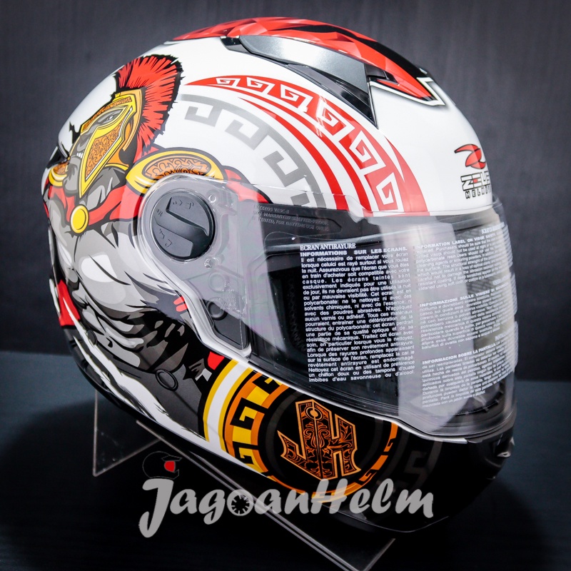Jual ZEUS HELM ZS811 AL47 SPARTAN | WHITE RED | ZS 811 +SMOKE VISOR ...