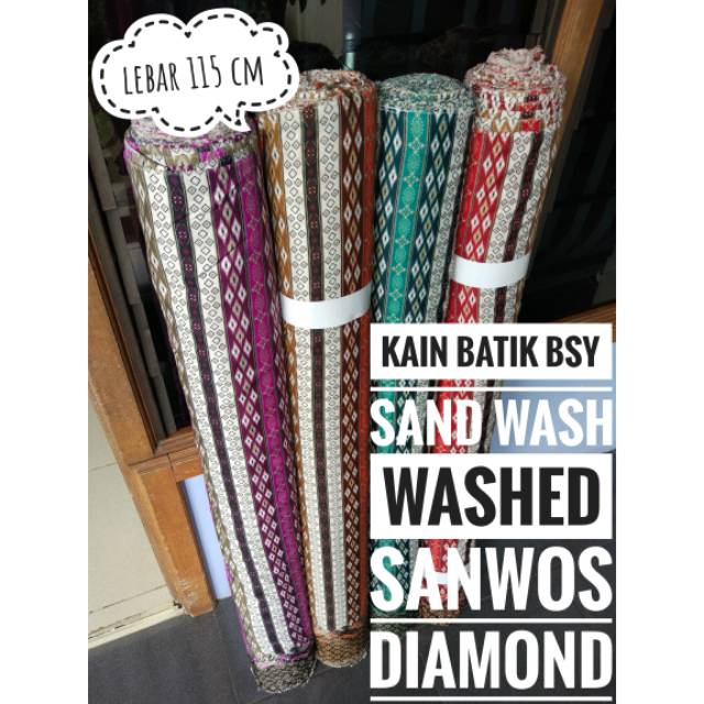 Jual Kain Batik Bsy Sand Wash Washed Sanwos Diamond | Shopee Indonesia