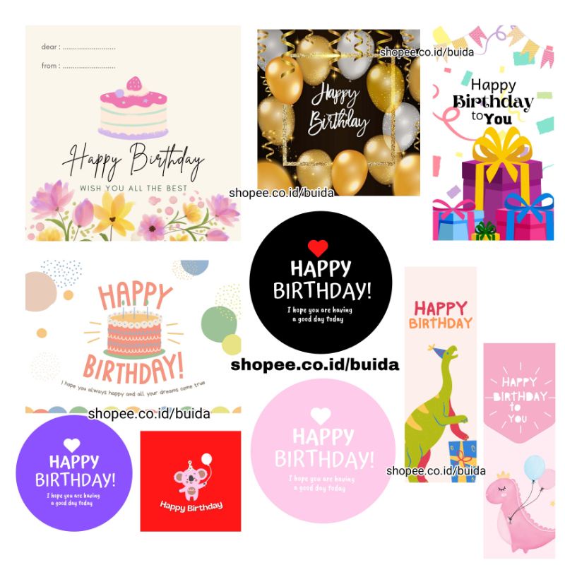 Jual Sticker Happy Birthday Stiker HBD label segel kemasan kado gift