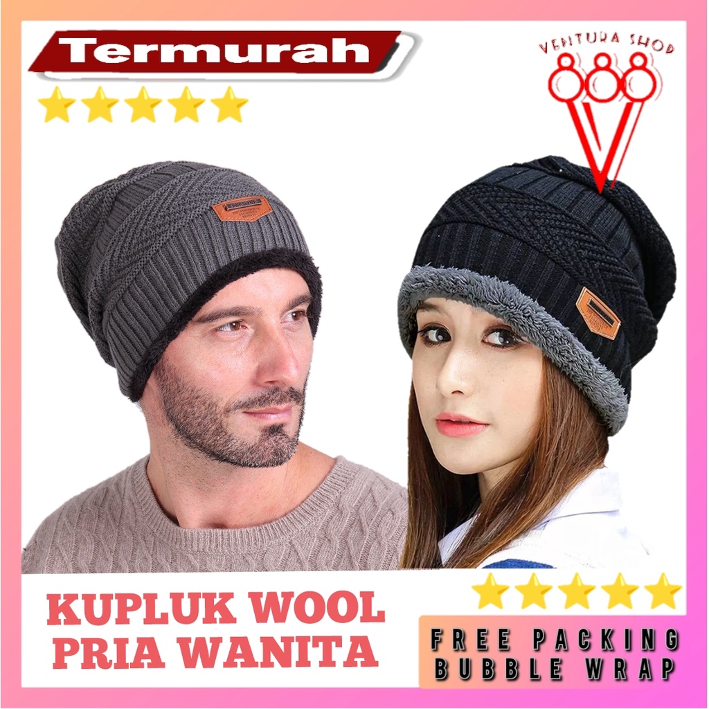 Jual Topi Kupluk Dewasa Pria Wanita Rajut Bulu Wol Topi Kupluk Gunung Hangat Tebal Shopee 