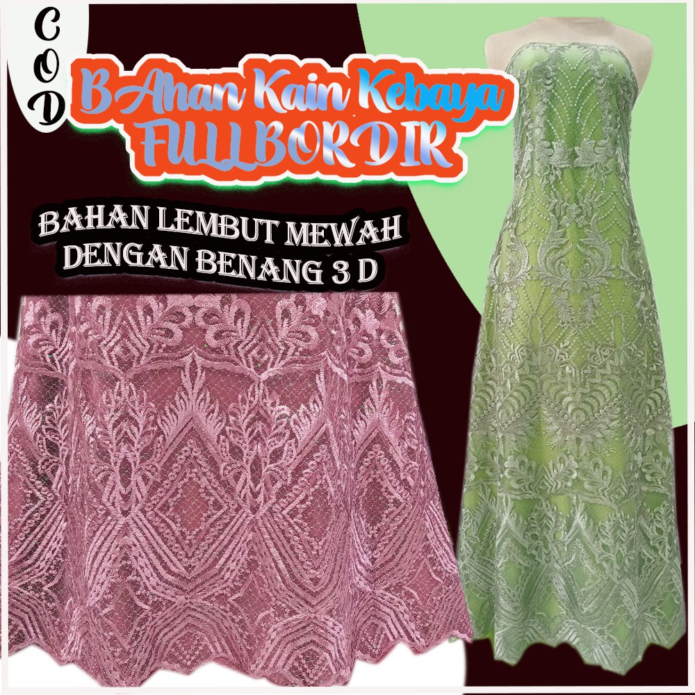 Jual Bakal Kain Kebaya Brokat Brukat Tile Tulle Akar Meteran Lembut ...