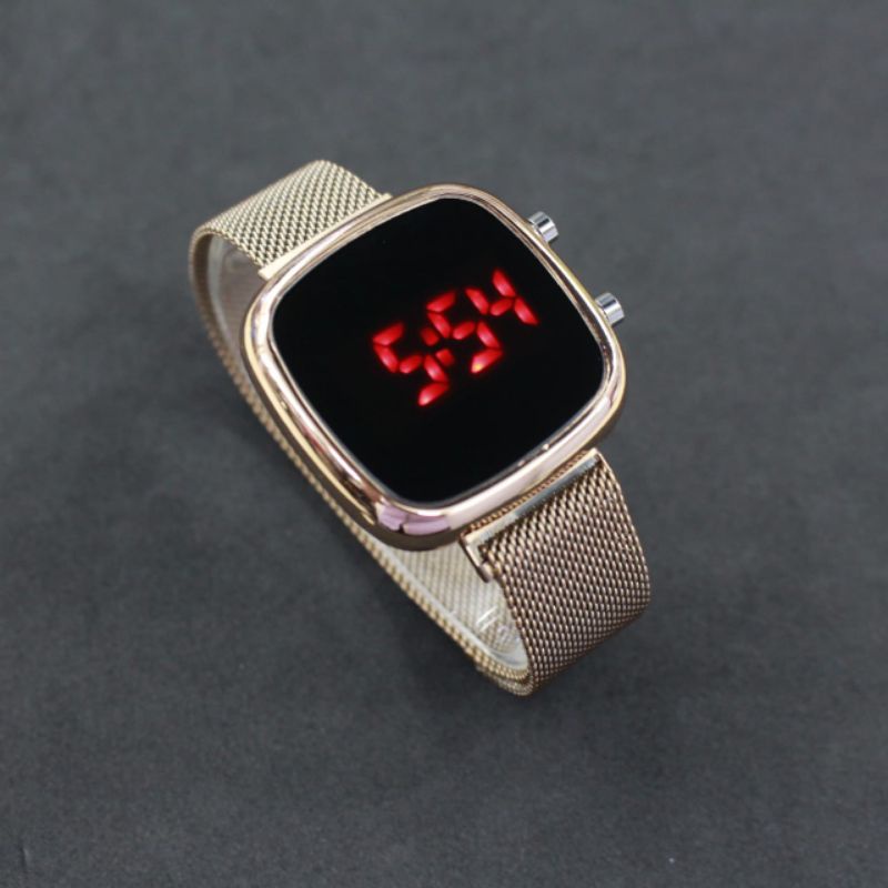 Jual Jam Tangan wanita LED Digital Oval Mesh Strap pasir magnet / jam ...