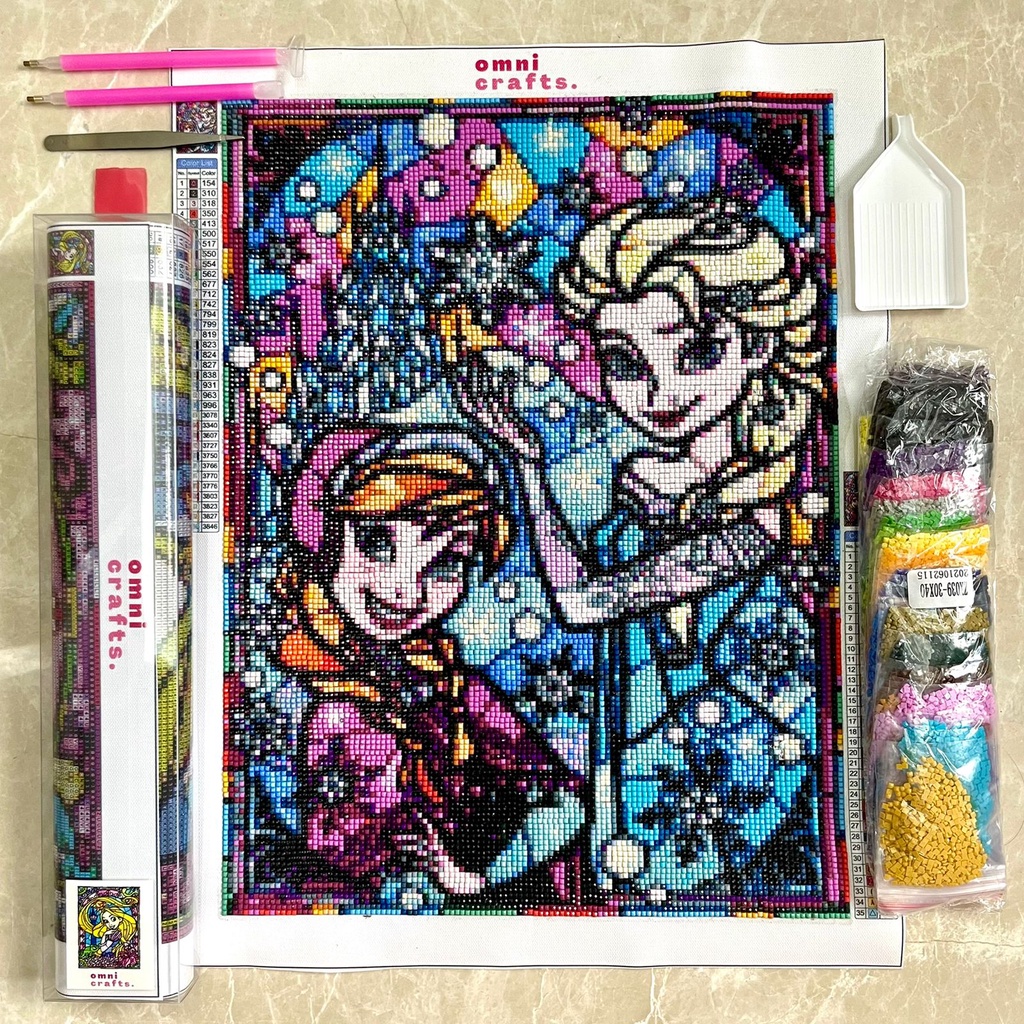 omnicrafts DisneyPrincess DIAMOND PAINTING KIT SQUARE BEADS 30x40cm