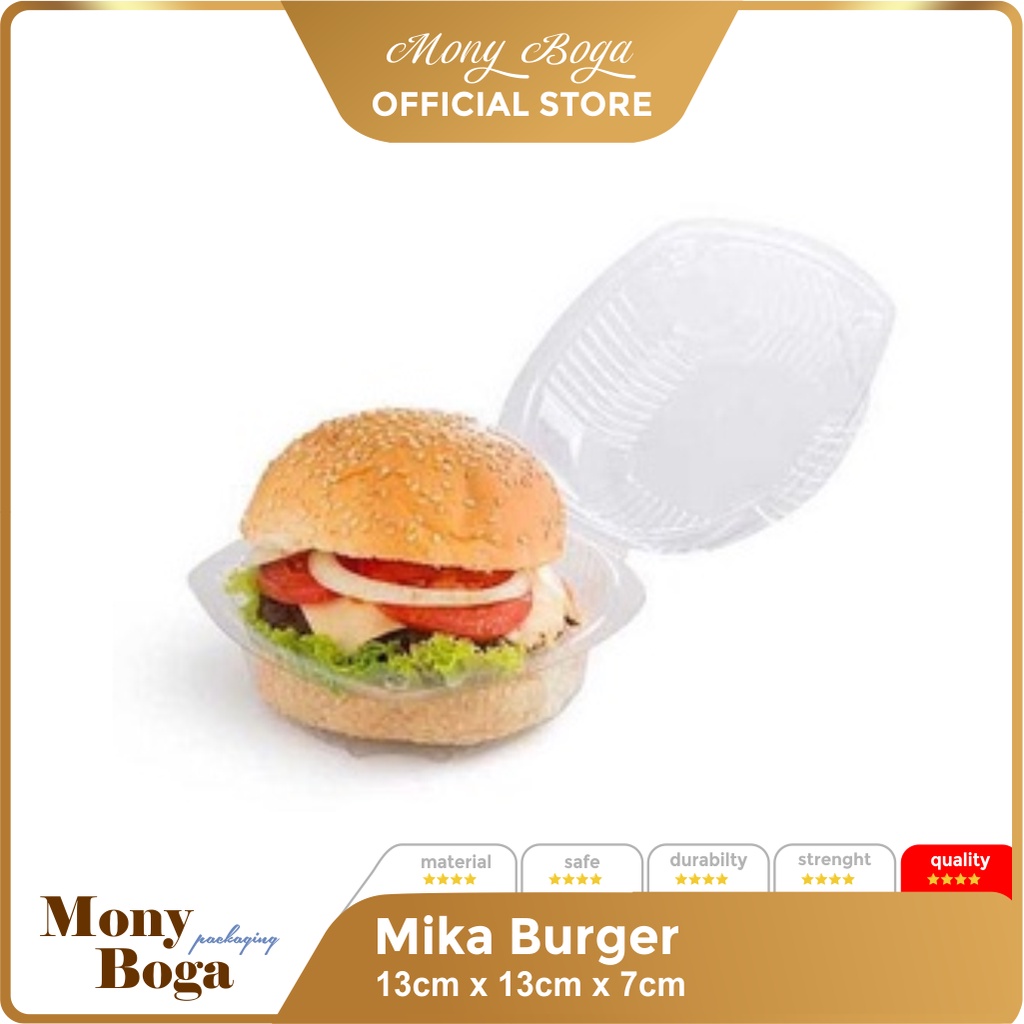 Jual Mika Burger Hamburger Isi 25pcs 50pcs Mika Roti Foodgrade Mika Bolu Plastik Bening 