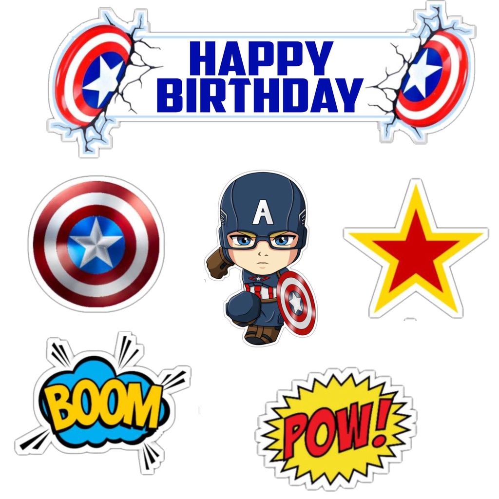 Jual TOPPER CAKE ULANG TAHUN / HIASAN KUE CAPTAIN AMERICA | Shopee