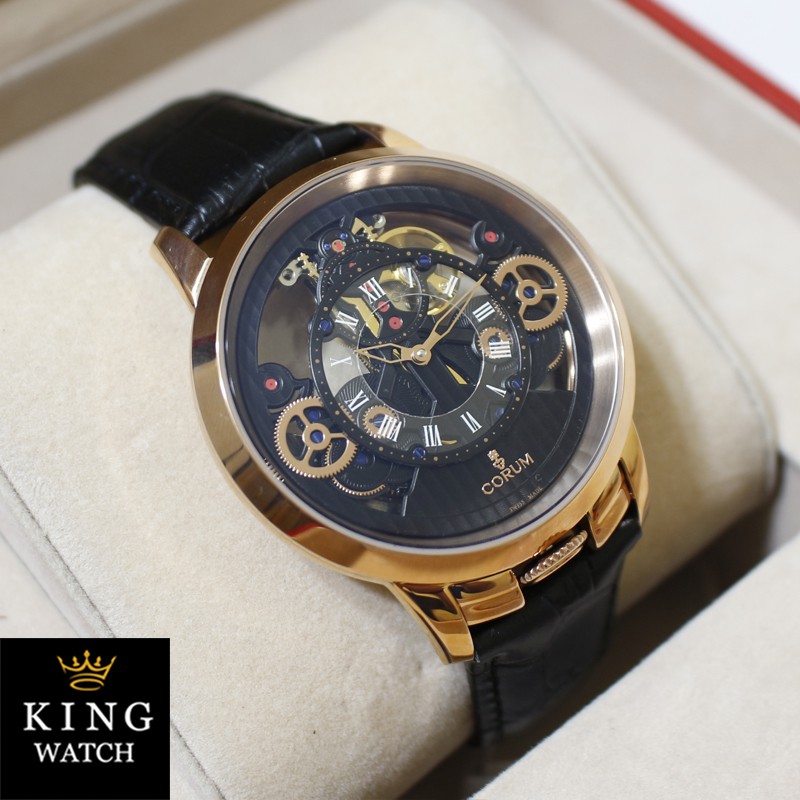 Jam Tangan Pria Corum 12609 Automatic Gold Leather Varian 1