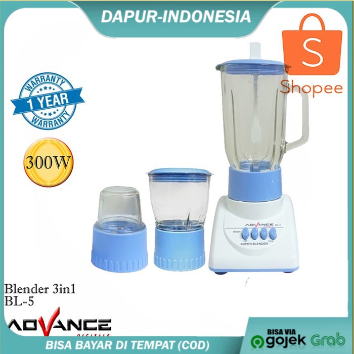 Jual ADVANCE BL-5 Blender 3in1Kapasitas 1,5Liter Body Kaca Murah ...