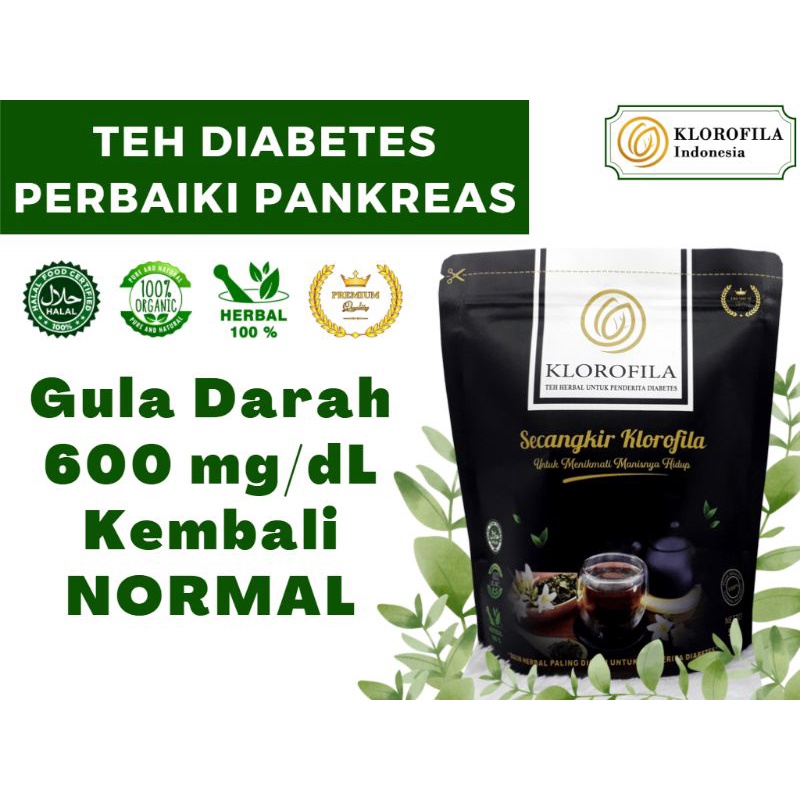 Teh Klorofila Herbal Diabetes [ PROMO - 1 Pcs KLOROFILA ] - ORI - Obat Herbal Diabetes Ampuh