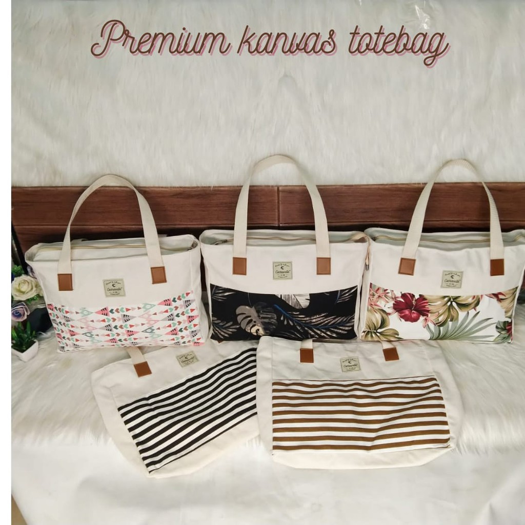 Tas Tote Bag Kanvas Murah Wanita Hitam / Tas Pergi Tas Belanja Murah Totebag  Canvas