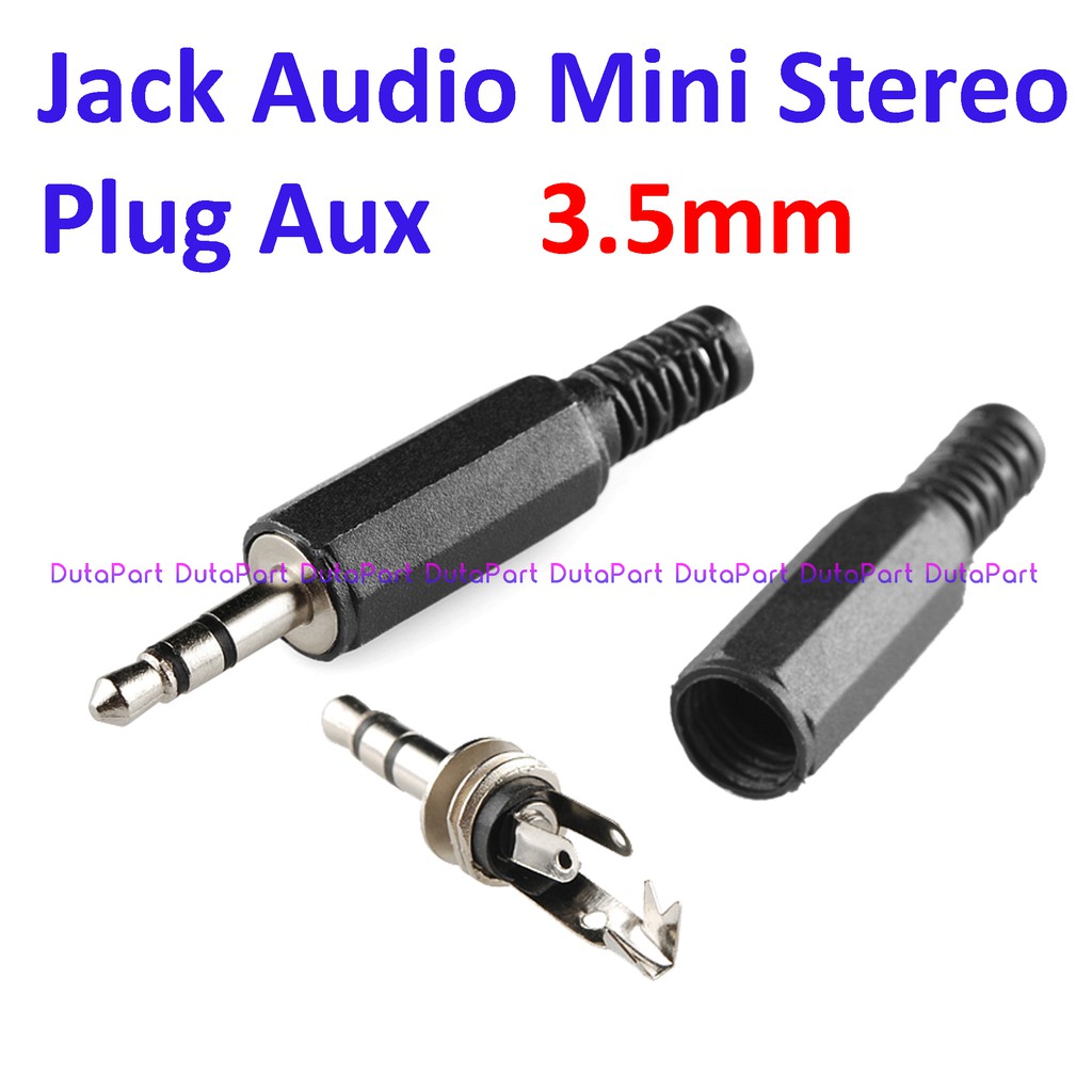 Jual Jack Audio Mini Stereo 3.5mm Plug Aux 3.5 mm 3 Pole PVC Hitam ...