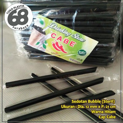 Sedotan Bubble / Boba STERIL Dia. 12 mm Warna Hitam