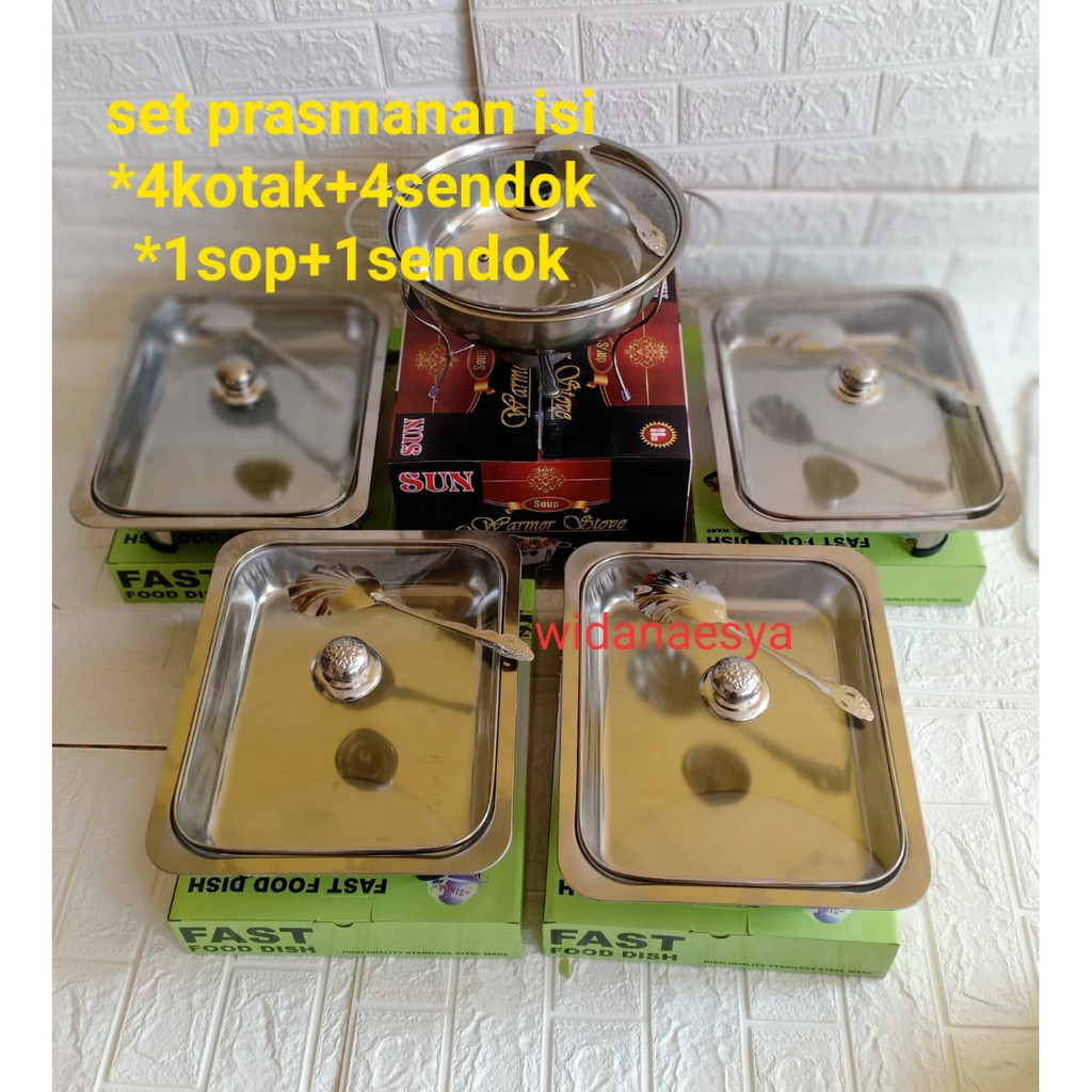 Jual Prasmanan Set Full Kaca 4kotak (4sendok Kerang) + 1sop | Shopee ...