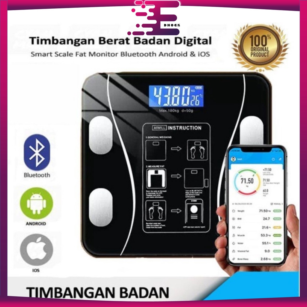 Jual Timbangan Badan Digital Body Fat Monitor Bluetooth Fat BMI Smart ...
