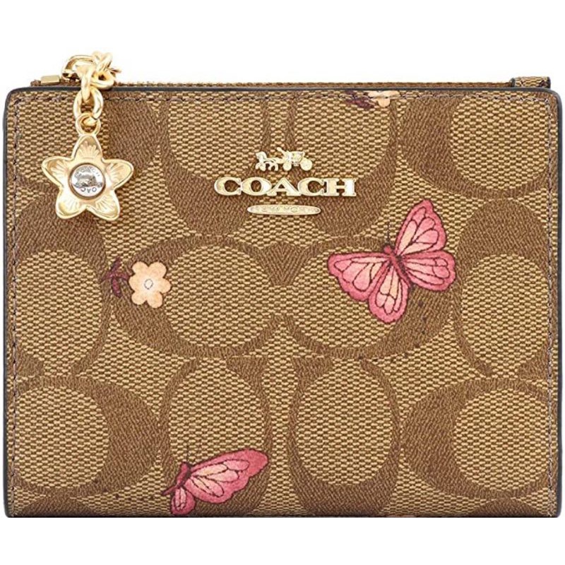 Jual Coach Snap Card Case In Signature Canvas With Butterfly Print