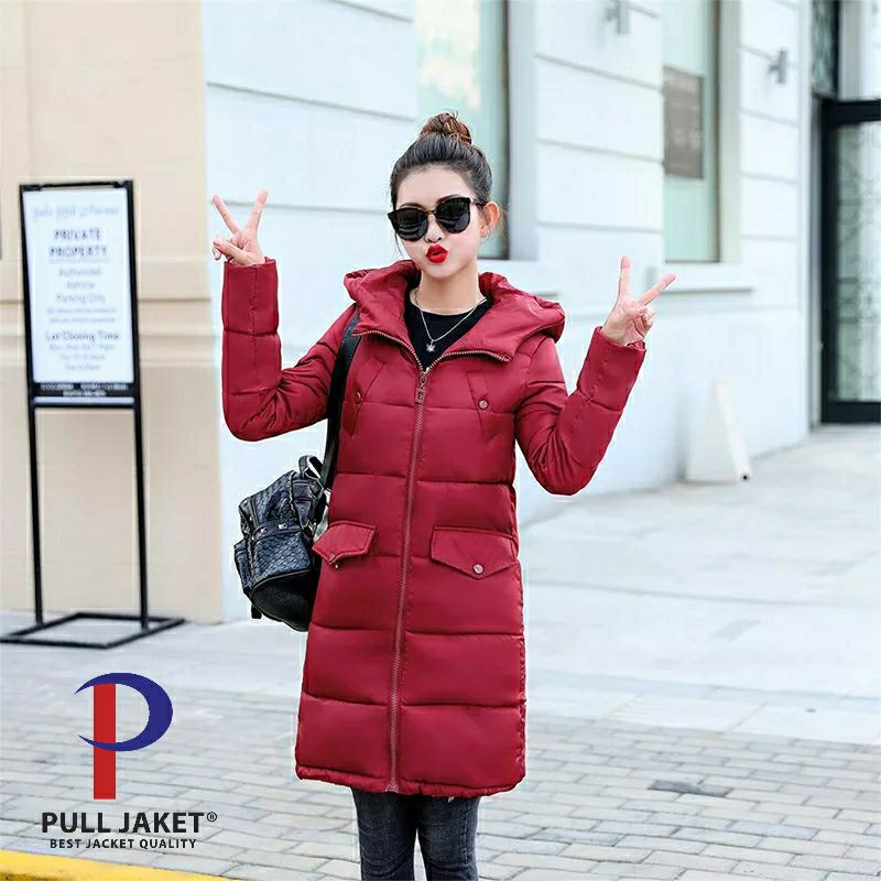 Jual Jaket bulu winter wanita jaket musim dingin wanita long coat anti air mantel ringan Shopee Indonesia
