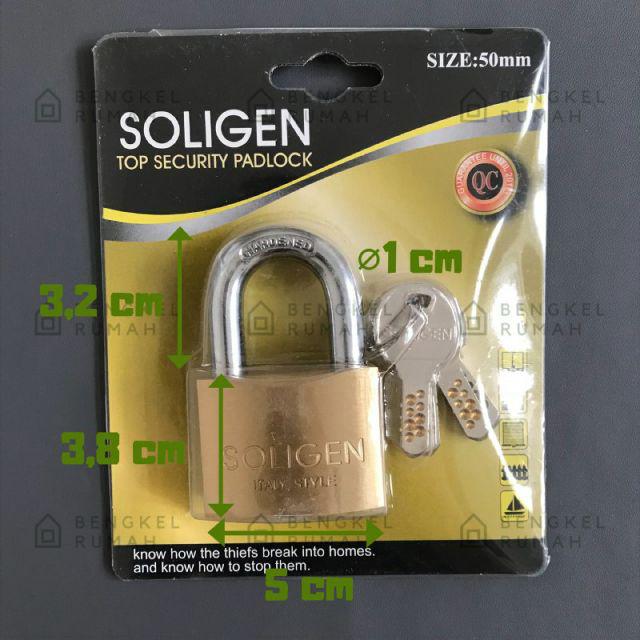 Jual Gembok Soligen Kuningan Computer Key 40 Mm 60 Mm Lengkap Pendek