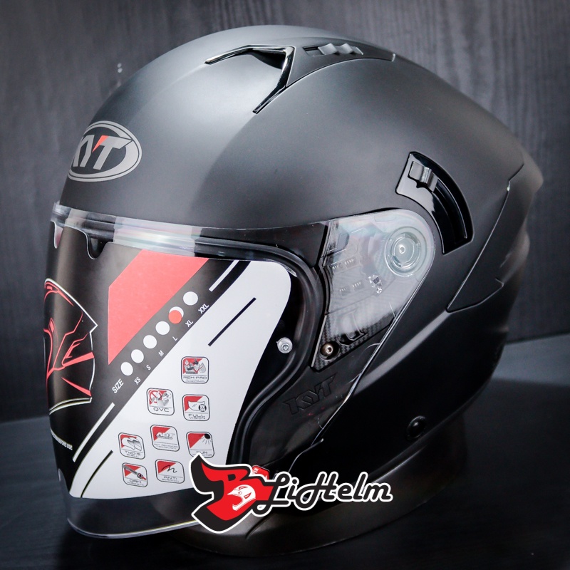 Jual HELM KYT NFJ PLAIN BLACK MATT HALF FACE DOUBLE VISOR Shopee