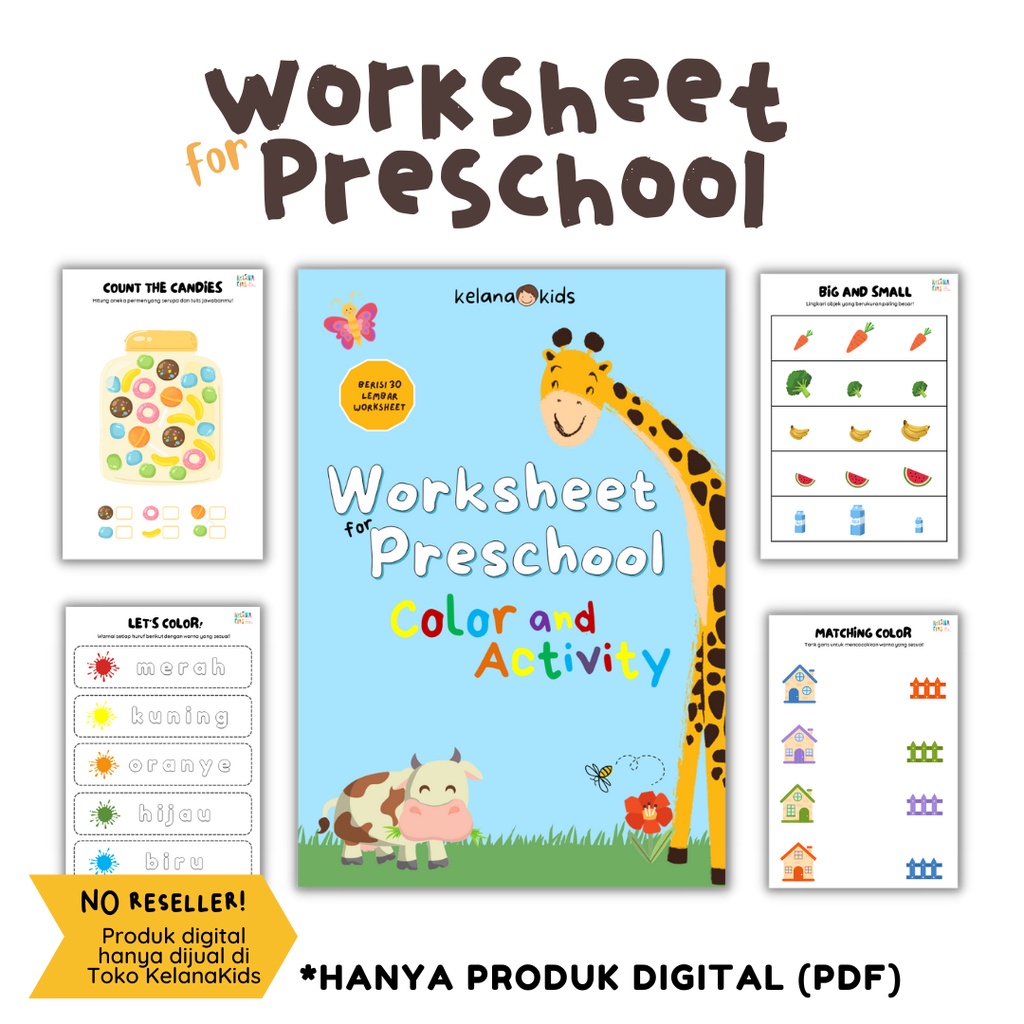 Jual Preschool Learning Worksheet TK PAUD - 30 Lembar Media Belajar ...