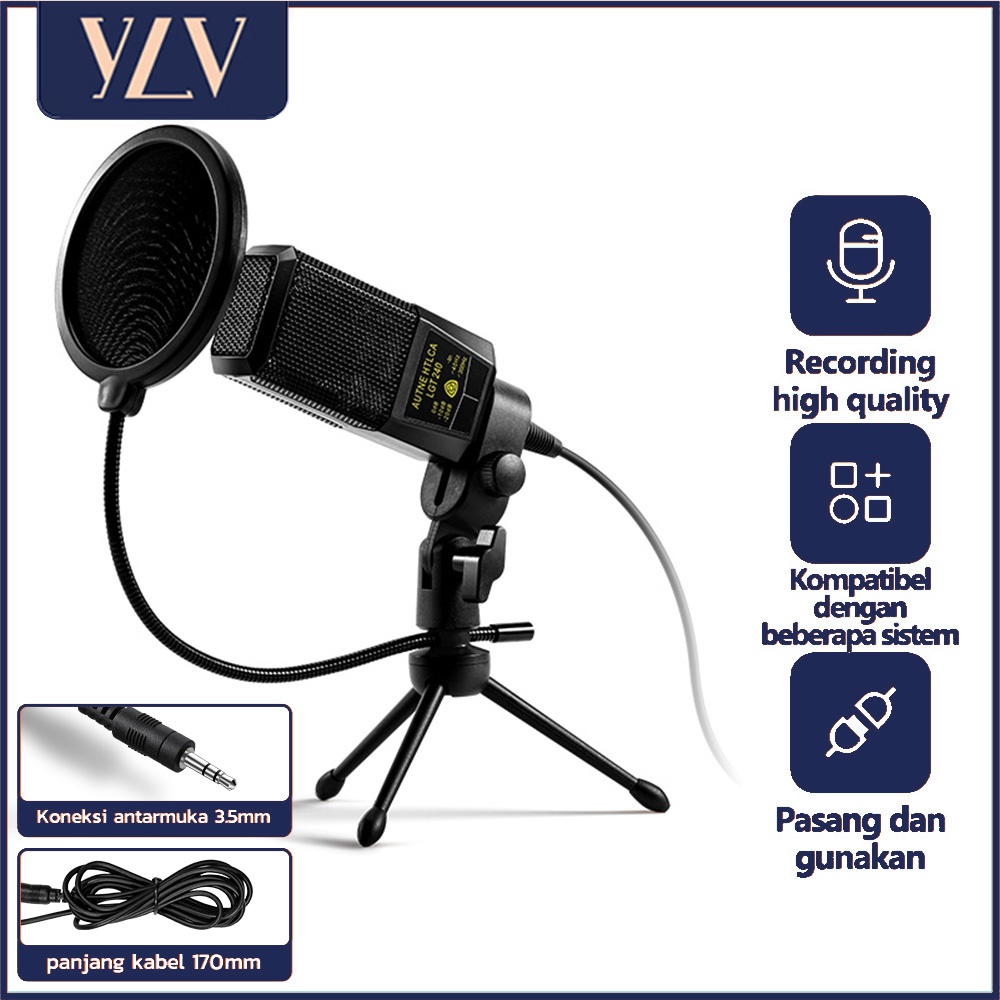 Jual YLV Mic Condenser Microphone Live Microphone Recording Streaming