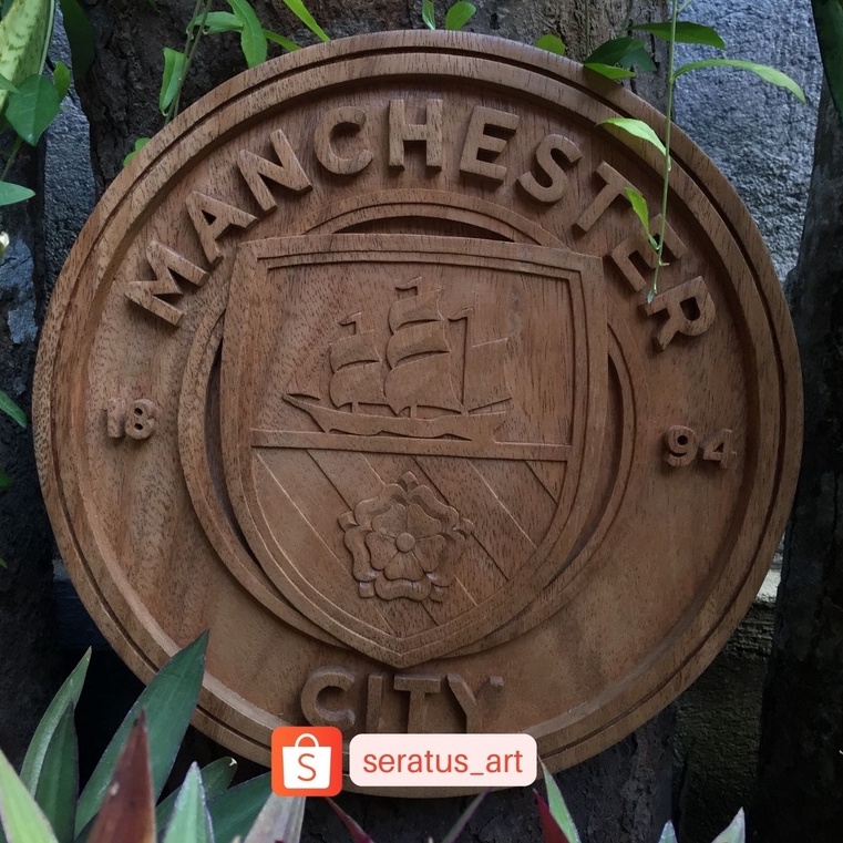 Jual Manchester City Logo Ukiran Kayu Hiasan Dinding Ukuran 30 Cm ...