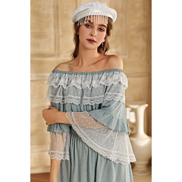 Jual Gaun Tidur Panjang Wanita Nightgown Women Vintage Sleepwear